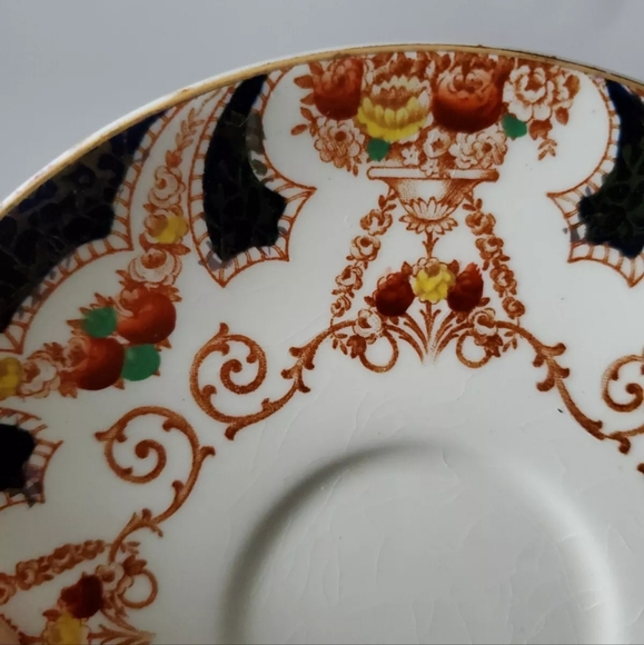 Myott Sons & Co Tea Cup and Saucer The Regal Rare Estate Vintage Detailed Orange - Picture 5 of 8